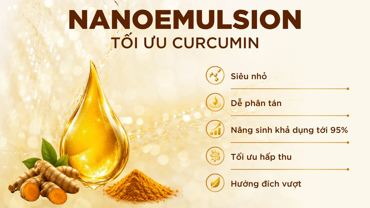 Công nghệ Nanoemulsion giúp tối ưu hấp thu, hỗ trợ hướng đích mô tổn thương